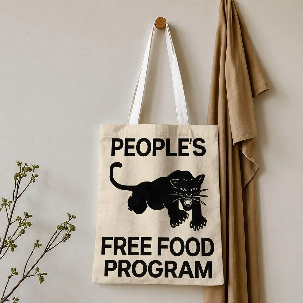 FUNNY ANIMAL FREE FOOD PROGRAM Storage Bags Tote Bag Reusable Shoulder Shopping Foldable For School Work Travel Daily Use