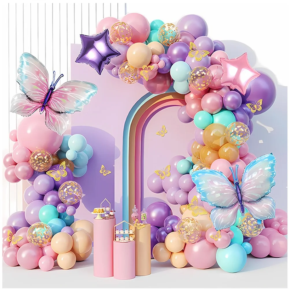 

Butterfly Metallic Balloons Garland Kit Gold Confetti Balloon Arch for Baby Shower Birthday Graduation Wedding Party Decoration
