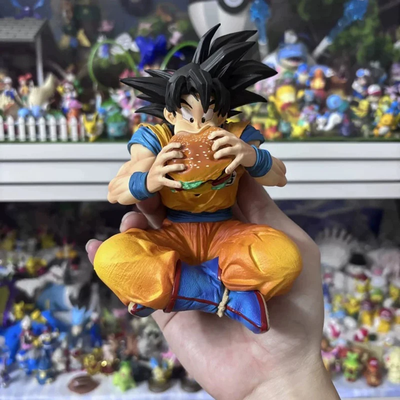 Dragon Ball Son Goku & Vegeta essen Hamburger GK-Statue PVC-Figur für Auto-Computer-Gehäuse-Dekoration, Geburtstagsgeschenk für erwachsene Anime-Fans