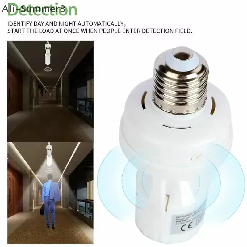 AC 85-265V Human Induction Lamp Holder PIR Motion Sensor Delay Time Adjustable Switch 360 Degrees LED Night Lamp E27 Socket Base