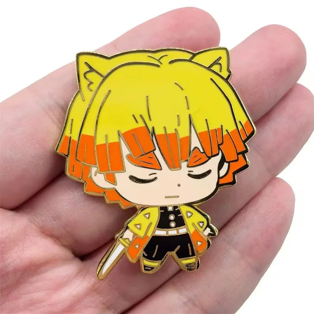 Anime demon slayer agatsuma zenitsu hashibira inosuke cosplay crachá esmalte broche liga pinos saco traje jóias acessórios