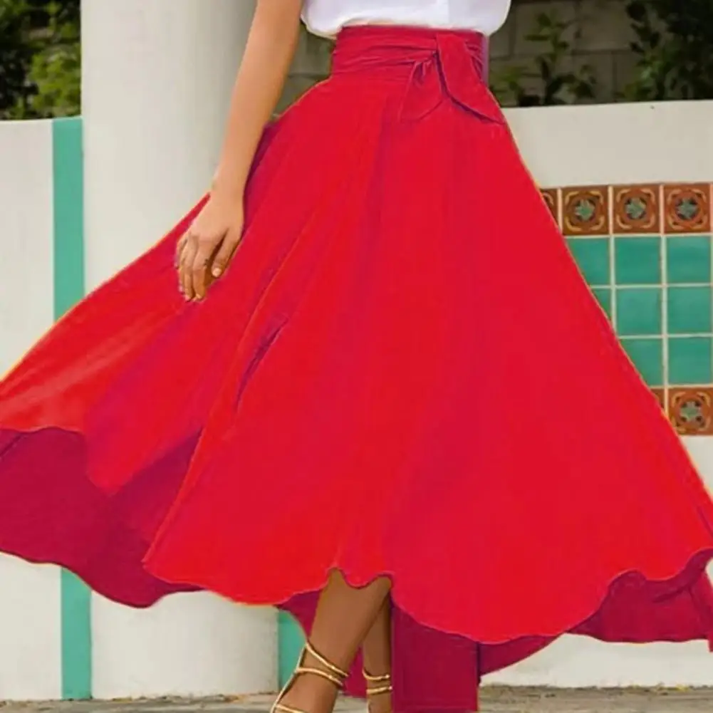 Fashion High Waist Maxi Skirts Women Spring Sundress A Line 2023 Casual Elastic Waist Long Vestidos Female Solid Robe