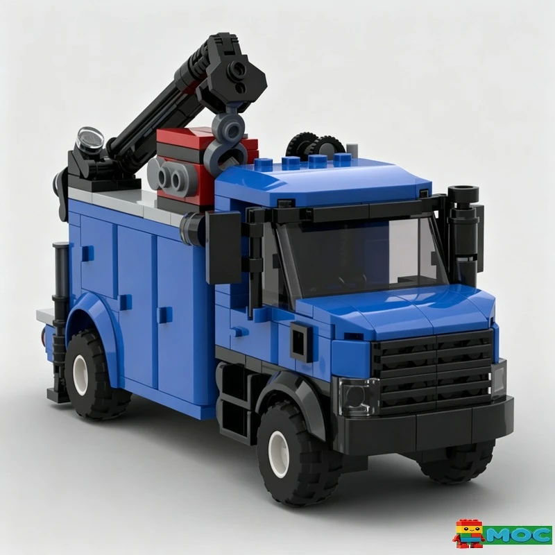 273Pcs MOC Blue Mechanic Service Truck Vehicle Model Building Blocks Creative Assembly Educational Toy For Boys Birthday Gifts
