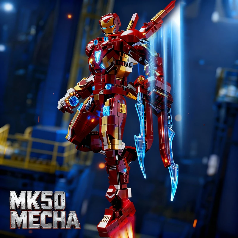 

Конструктор-робот «Супергерои»: Фигурки Железного Человека MK50, Меха MOC, Строительные Игрушки, Подарки на Фестиваль, Для Мальчиков, Детей и Взрослых, 1500+ деталей, Крутой Сувенир