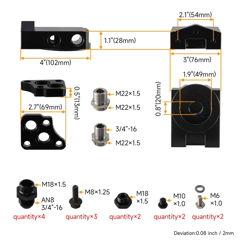 

For Toyota Lexus V8 Engine UZ 1/2/3UZ-FE Oil Filter Sandwich Relocation Adapter Aluminum Oil Cooler Plate Kit