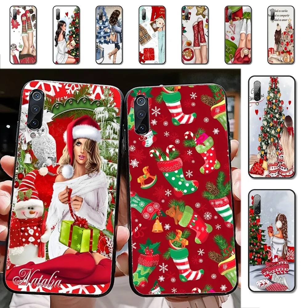 Coque de téléphone joyeux hiver Noël Fashion Girl, Xiaomi Mi, 5X, 8, 9, 10, 11, 12 Lite Pro, 10T, PocoX3Pro, PocoM3, Note 10 Pro Lite