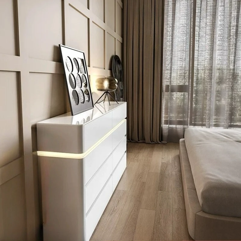 LTT ultra-thin bedside storage cabinet for bedrooms, modern minimalist five-drawer chest, narrow TV cabinet against the wall