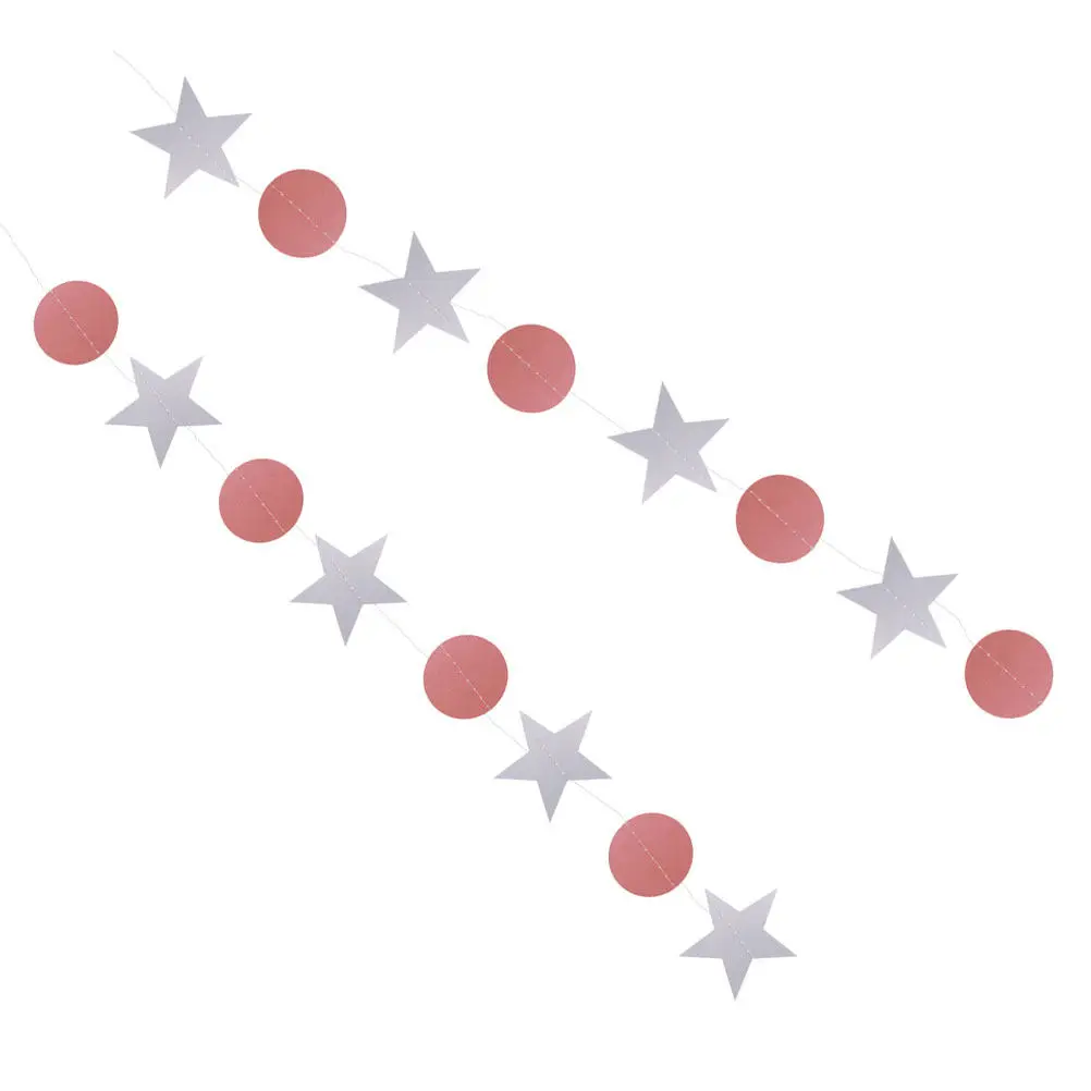 Paper Garland Star Circle Dot Pink White Iridescent Party Decor for Birthday Wedding Christmas Backdrop