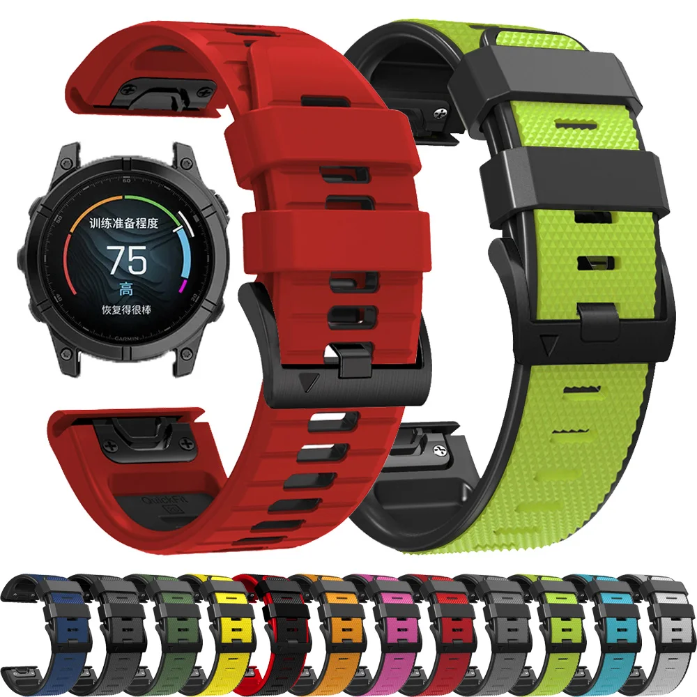 

Силиконовый ремешок Quickfit 22 26 мм подходит для часов Garmin Fenix 8 E 7X 7 Pro 6X 6 Pro 5X 5 Plus Epix Enduro 3 2 Браслет-ремешок