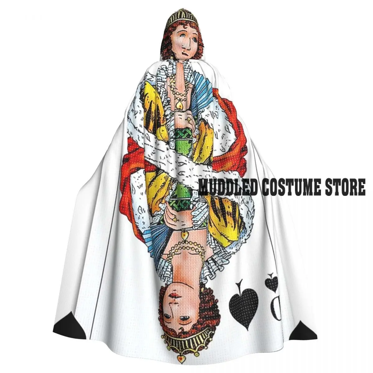 

Длинный плащ с капюшоном «Королева пиков», средневековый костюм ведьмы, накидка для косплея, накидка на Хэллоуин, вампир, для взрослых, унисекс