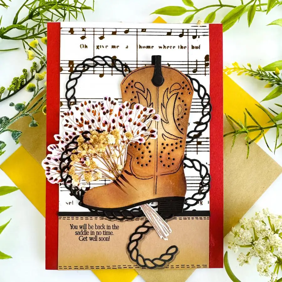 Baby Steps Frame  Cowboy Boot Lemon Blossom Metal Cutting Dies Layering Stencil Scrapbooking DIY Photo Album Decorative Supplies