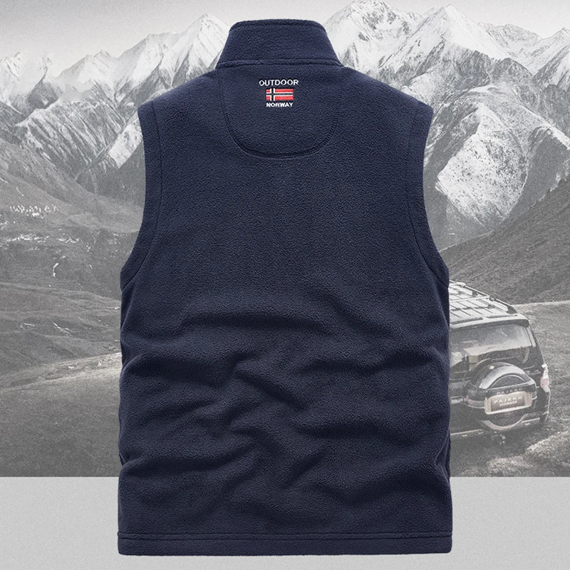 Polar Fleece Norwegen Weste Herren Outdoor Winter Warme Weste Mantel Stehkragen Armee Verdickte Westen Kleidung Jacke Ärmellose Weste – Detail 10