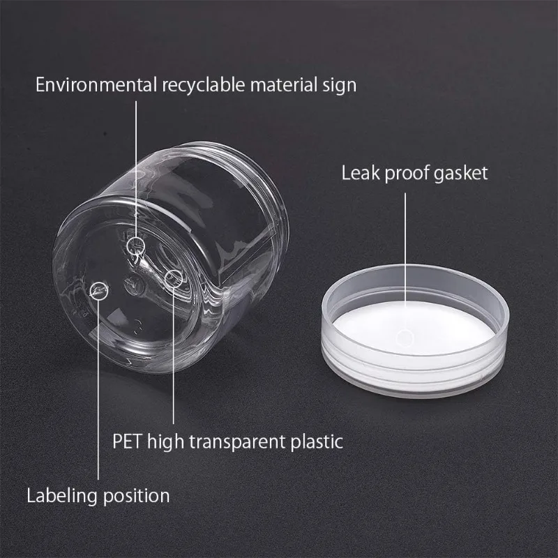 20 Pack 2oz PET Plastic Round Container Jars with Clear Lids and and Leakproof Gasket for Beads Crafts Body Scrub Creams