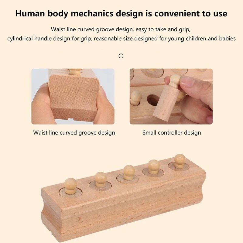 1 Juego de rompecabezas de cilindro Montessori, juguete para el desarrollo del bebé, práctica y sentidos, juguetes educativos de madera para niños