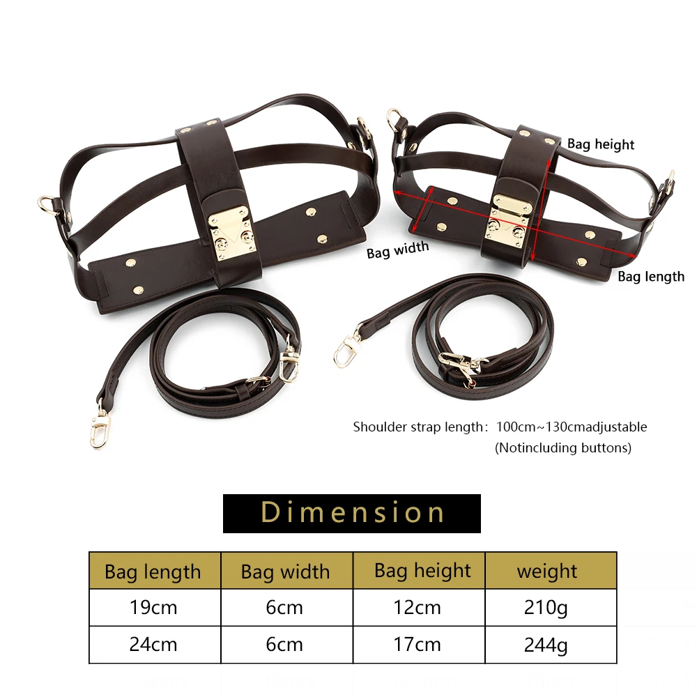 Hollow Tote Messenger Bag Set Leather Encasement Conversion Crossbody Adjustable Shoulder Strap for Women Handbag Accessories
