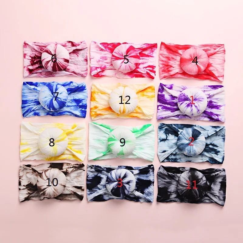 

12Pcs Tie Dye Super Stretchy Soft Knot Baby Girl Headbands with Hair Bows Head Wrap For Newborn Baby Girls Infant Toddlers Kids