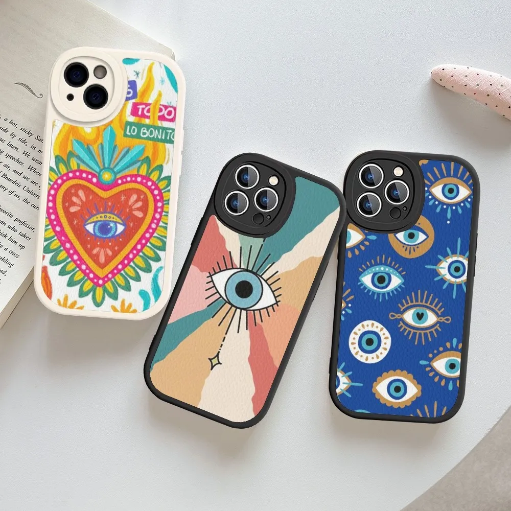 

Lucky Eye Blue Evil Eyes Phone Case Hard Leather For IPhone 16 15 14 13 12 Mini 11 14 Pro Max Xs X Xr 7 8 Plus Fundas