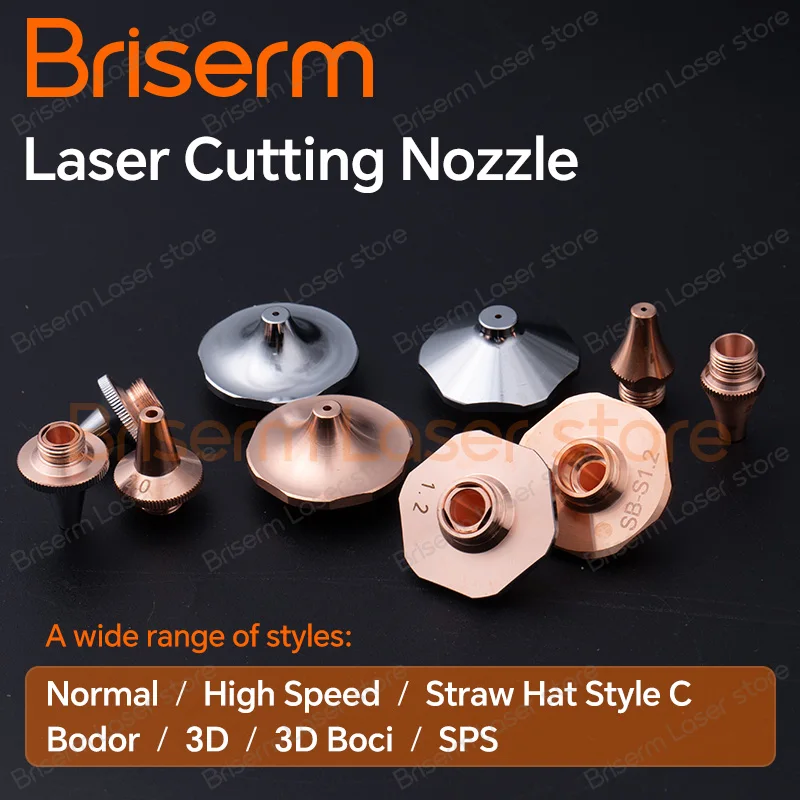 

Briserm Laser Cutting Nozzle D28 M11 D32 M14 H15 Laser Nozzle 1.0 1.2 1.5 2.0 3.0 Raytools Boci Precitec Laser Machine Nozzle