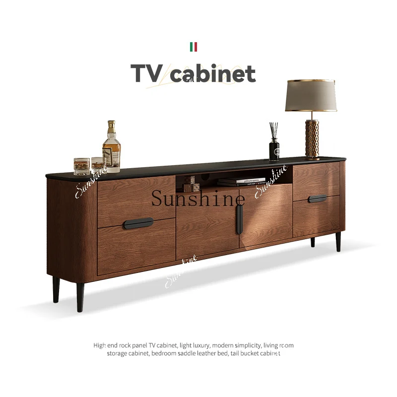 Retro solid wood ultra-narrow bedroom storage living room high TV cabinet  FT