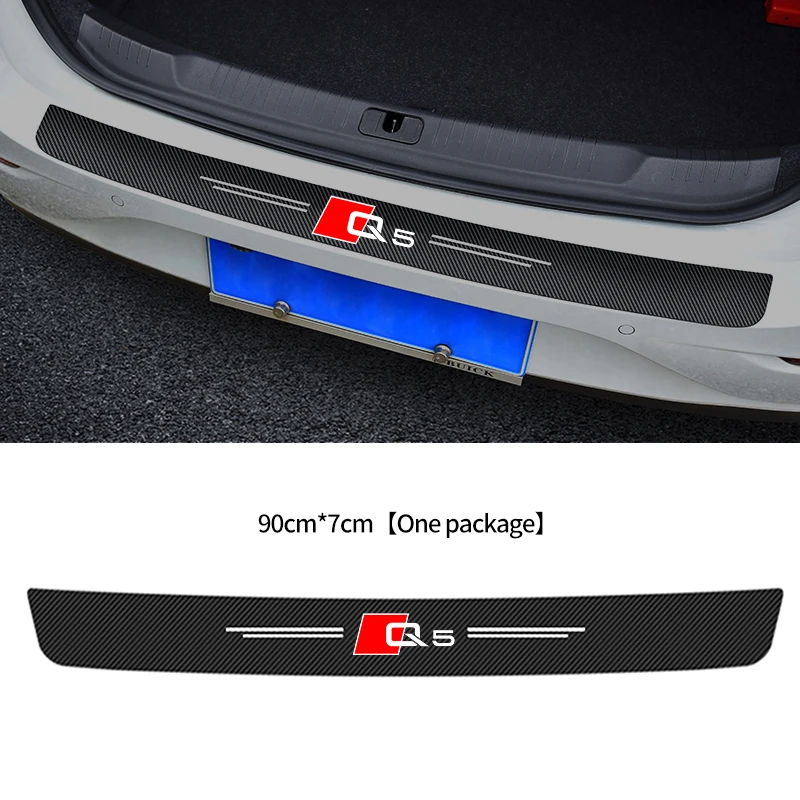 1PC Carbon Fibre Car Rear Trunk Threshold Protective Film Stickers Decals for Audi Q5 Logo A2 A3 A4 Q8 TT S1 S3 S4 R8 RS3 RS4 