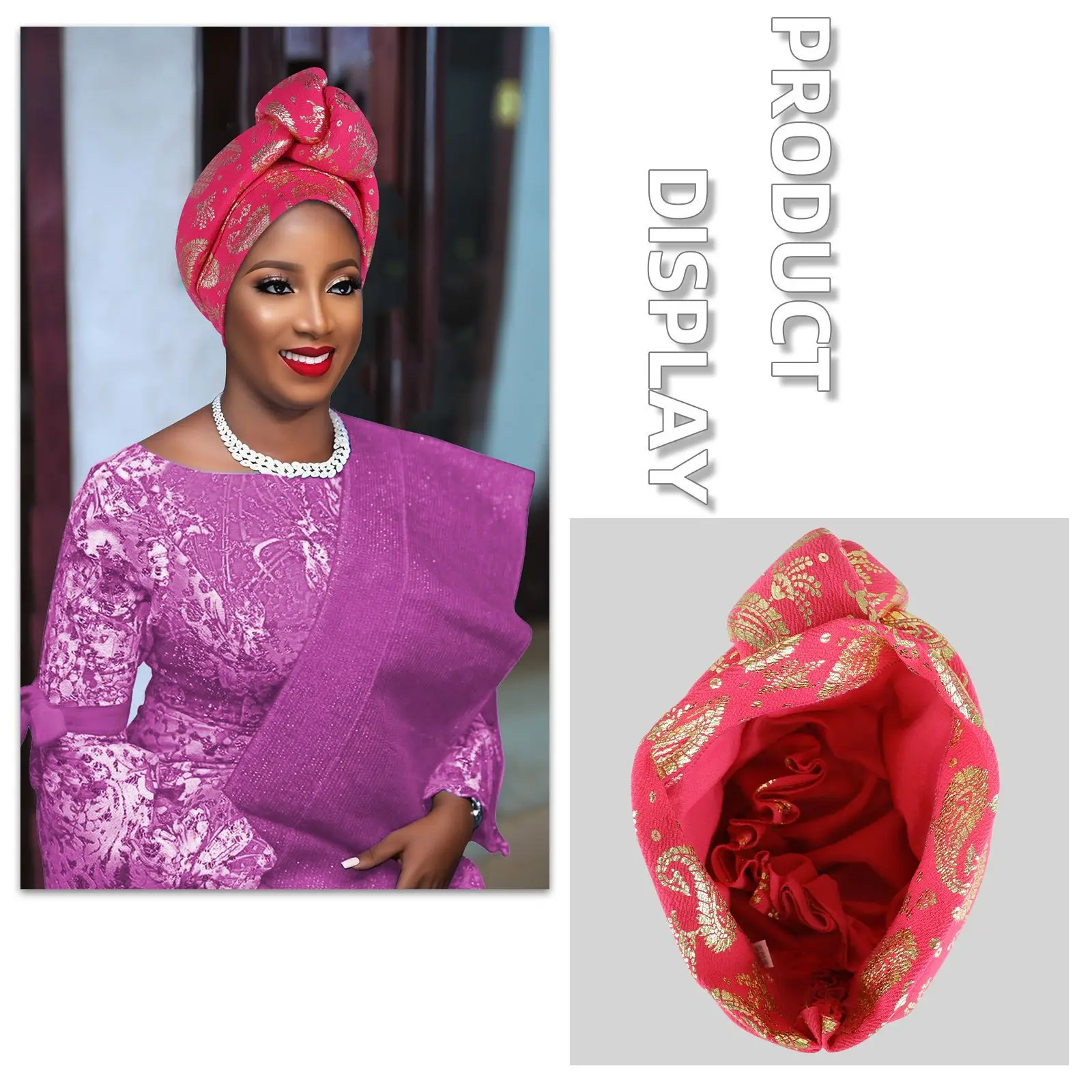 Shinny Knotted Turban Cap for Women African Headtie Traditional Auto Gele Head Wrap Nigerian Wedding Geles Muslim Hijab Bonnet