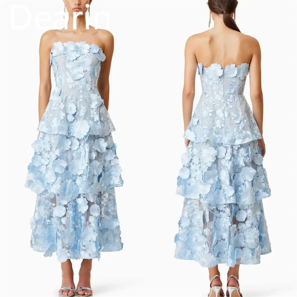 

Customized Prom Dress Dearin Strapless A-line Ankle Length Skirts Lace Bespoke Occasion Dresses Formal Evening Gown Saudi Arabia