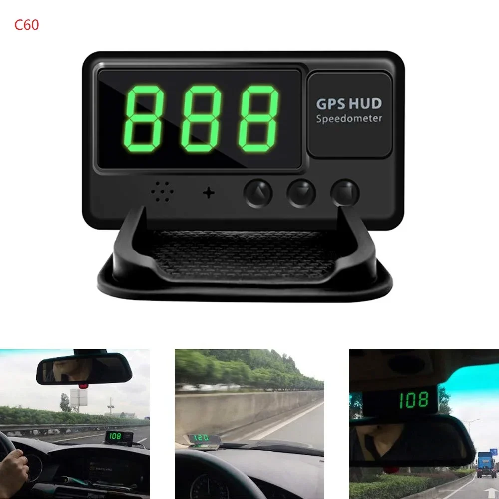 Universal GPS Head Up Display Speedometer Odometer Digital Speed Display MPH Over Speed Alarm Clock for All Vehicles C60 C60S