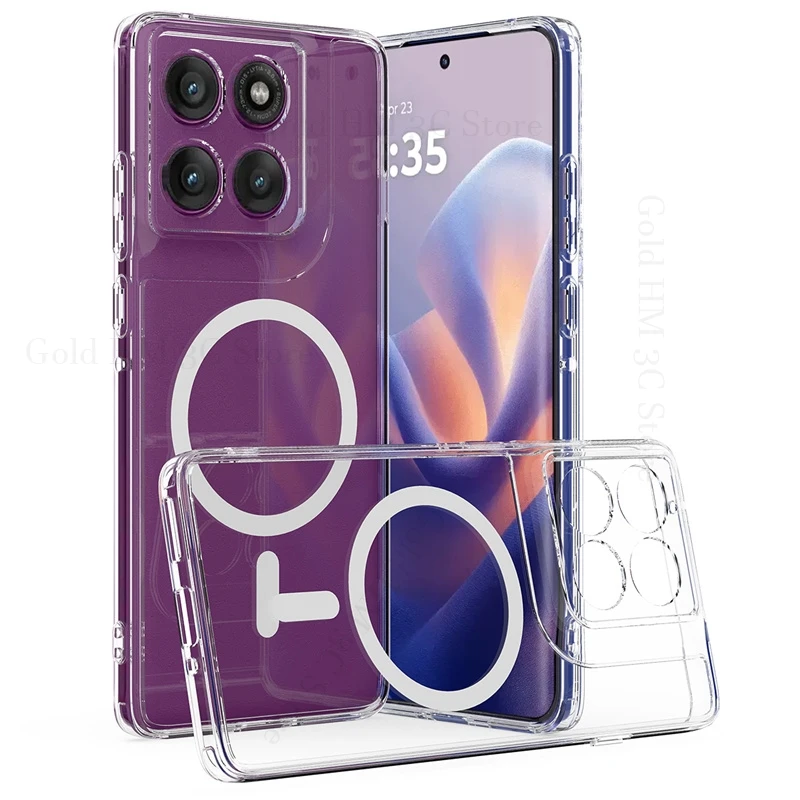 

Fundas For Motorola Edge 60 Pro For Magsafe Transparent Magnetic Case For Moto Edge 50 60 Pro Wireless Charging Magsafing Cover