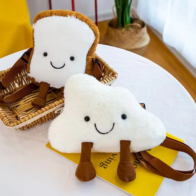 Japanese Fun Cartoon Plush Stuffed Cloud Shoulder Bag Creative New Cute Toast Shoulder Crossbody Bag Children's Birthday Gifts