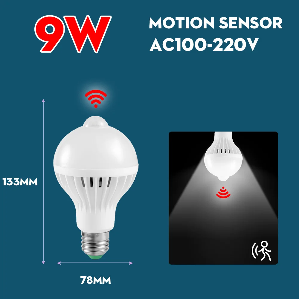 Motion Sensor Bulb E27 Smart Light Bulbs Home Stair Lighting Fixtures 220V Induction Ceiling Light for KItchen Bedroom Hallway
