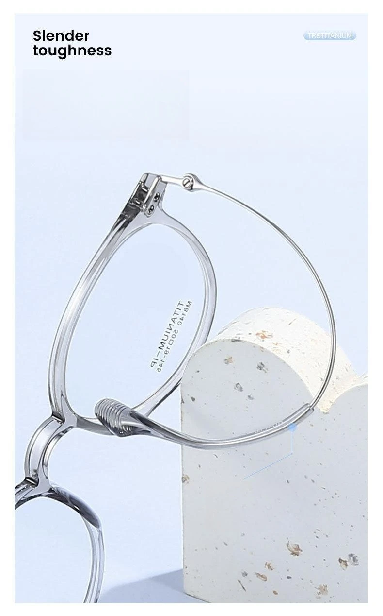 YIMARUILI Mode Ultra-licht Flexible TR90 Brillen Männer Retro Runde Reinem Titan Optische Brillen Rahmen Frauen – Detail 4