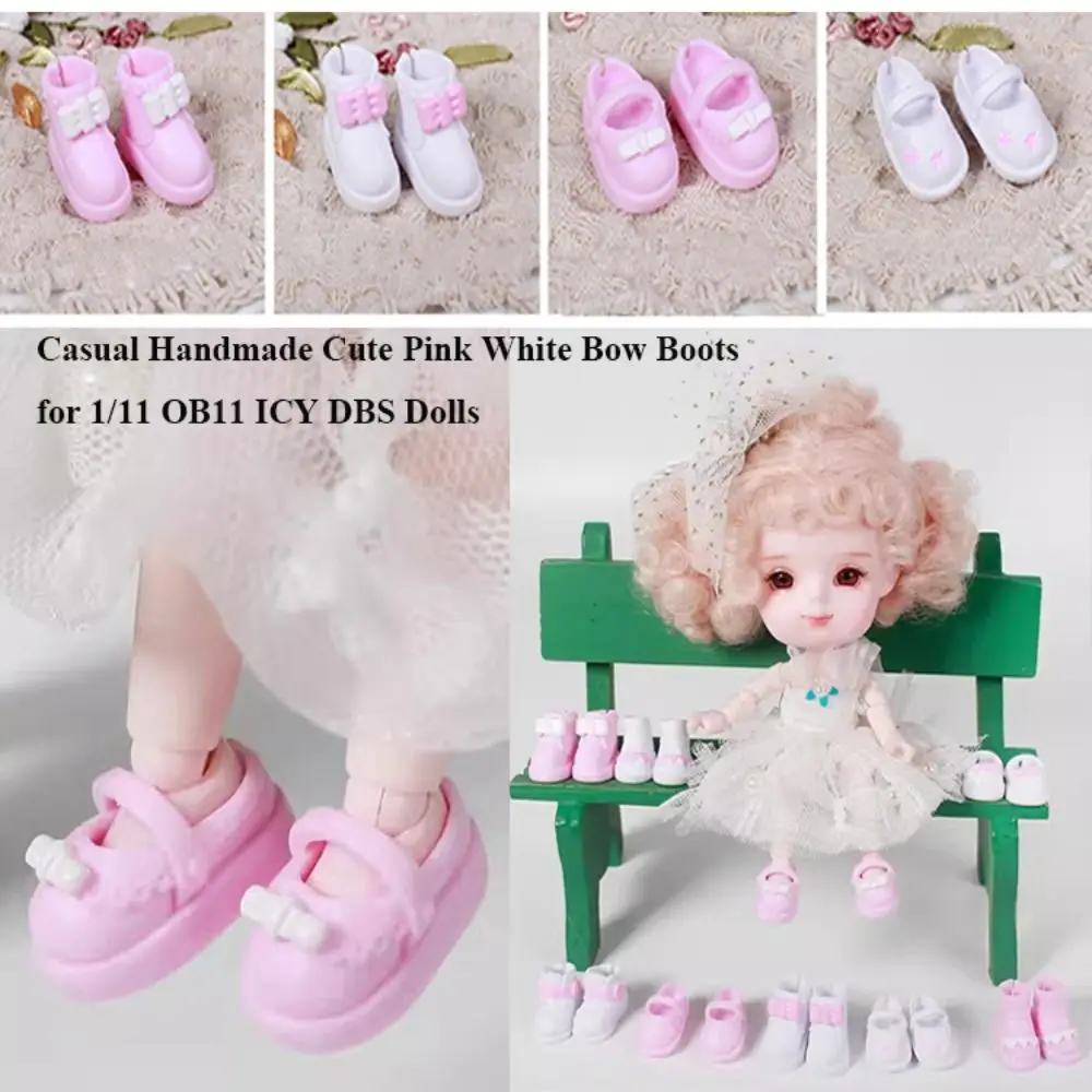 

Новые милые сапоги ручной работы с бантом для куклы 1/11 OB11 ICY DBS, туфли на плоской подошве для куклы 1/12 BJD, аксессуары для кукол obitsu11GSCbody9OB11