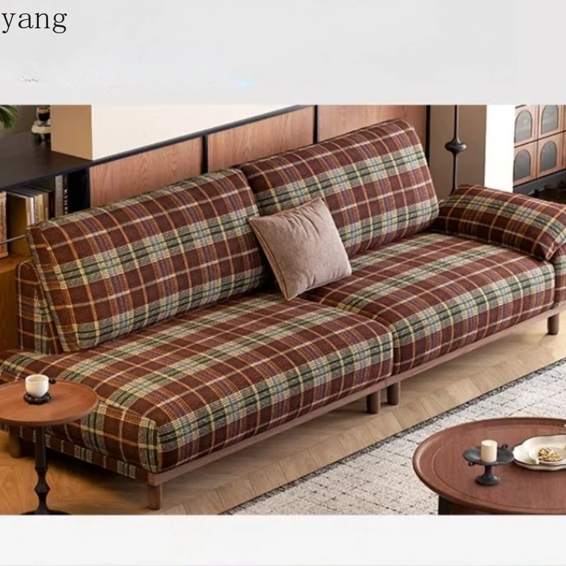 LTT living room small apartment French retro color matching removable and washable single armrest three-person sofa