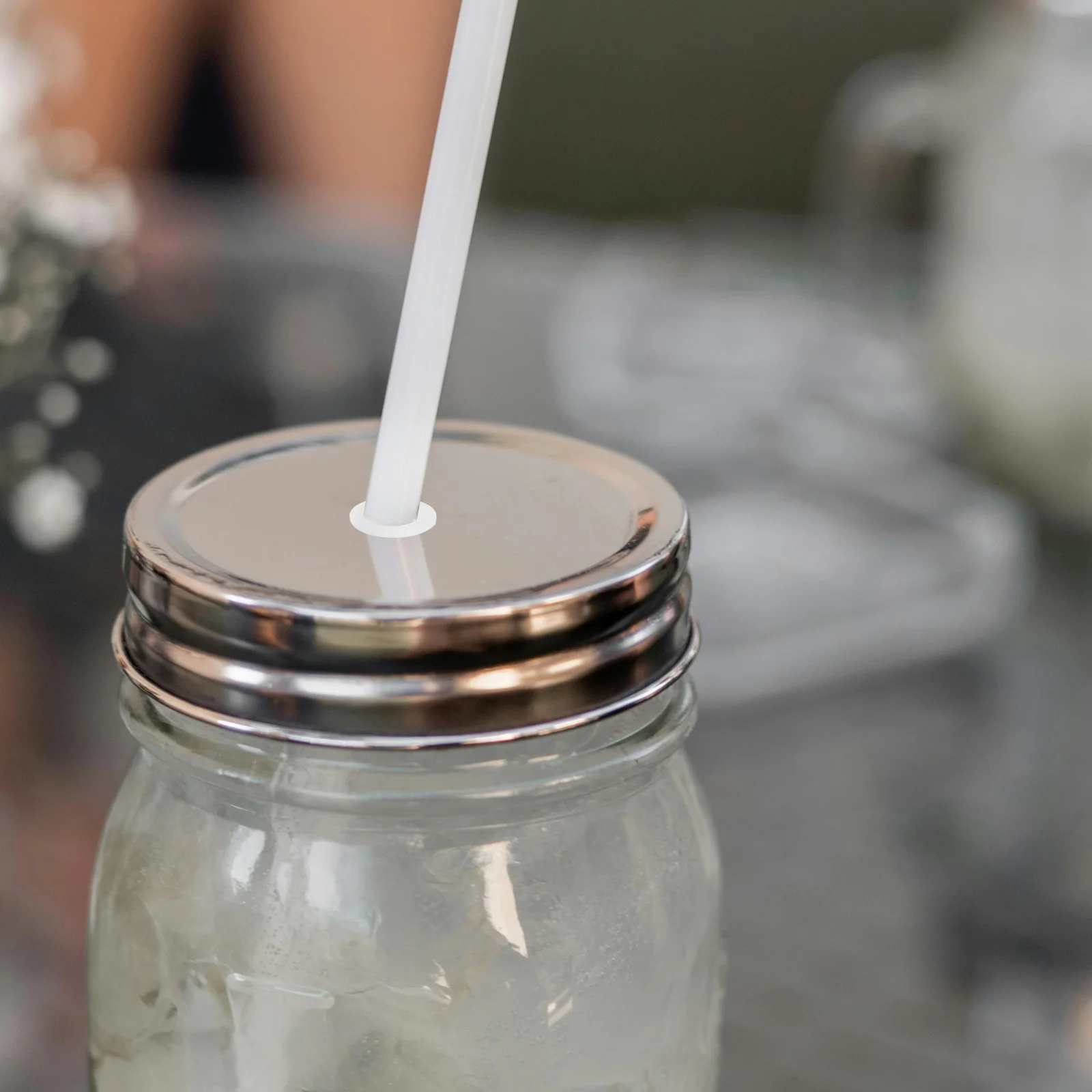 20 Pcs Silicone Stopper Ring Airtight Plugs Wood Lid Straw Holes Wooden Lid Straw Plugs Straw Fixing Plugs Jar Lid Plugs