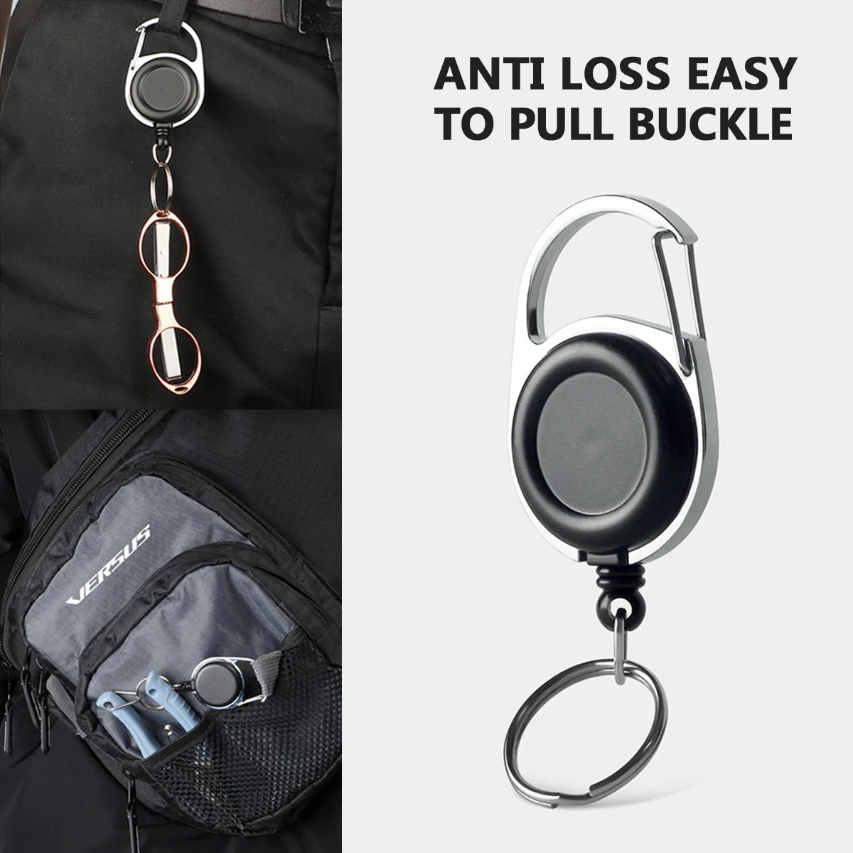 حبل قابل للسحب مضاد للخسارة كماشة الصيد، مقود أمان 60 سم لملحقات معدات صيد قوارب الكاياك #2