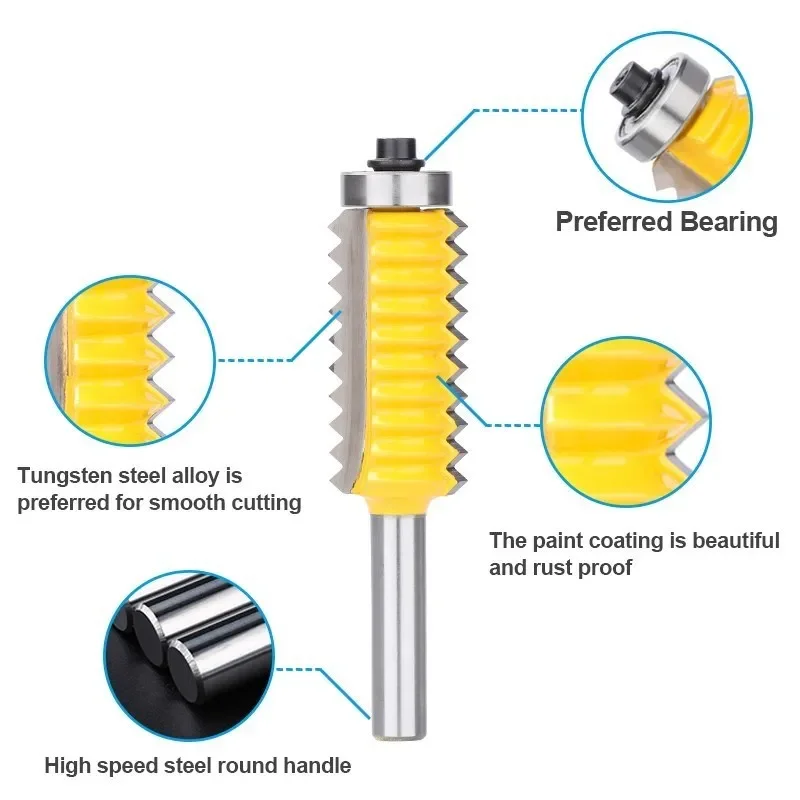 XCAN Router Bit Finger Joint Glue Milling Cutter 8mm Shank Raised Panel V Joint for Wood Tenon Woodwork Cone Tenoning Bit