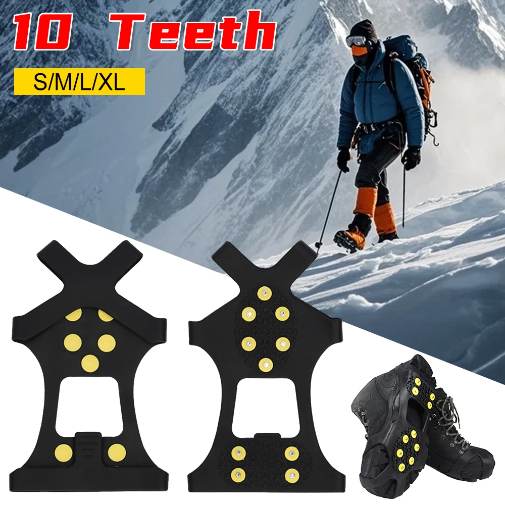 10 tachuelas nieve hielo garra antideslizante nieve hielo termo plástico elastómero zapatos de escalada picos empuñaduras tacos sobre zapatos cubre Crampones