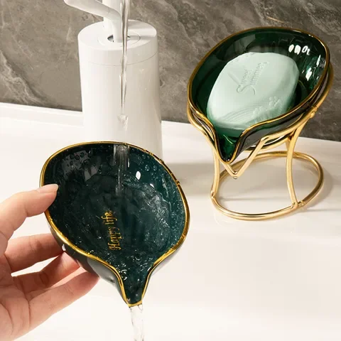 Creative Leaf Shape Soap Box Sponge Storage Plate Tray Drain Soap Holder Dish Non-slip Leaf Soap Rack Kitchen Bathroom Accessori