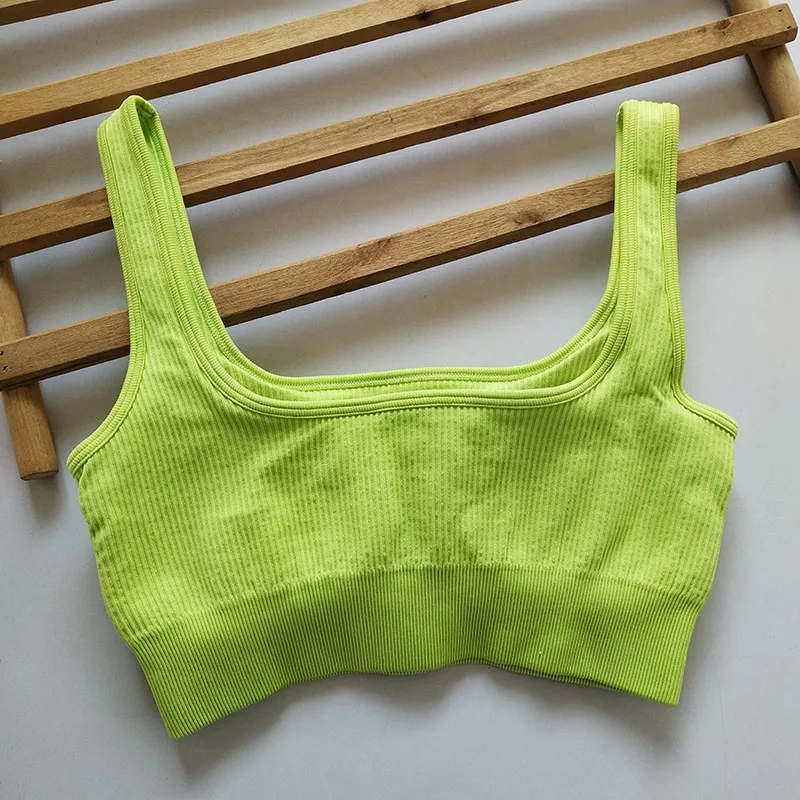 INLUMINE New Seamless Sports Bra Women Breathable Fitness Top Square Neck Thread Gym Yoga Bra Push Up Workout Underwear Crop Top