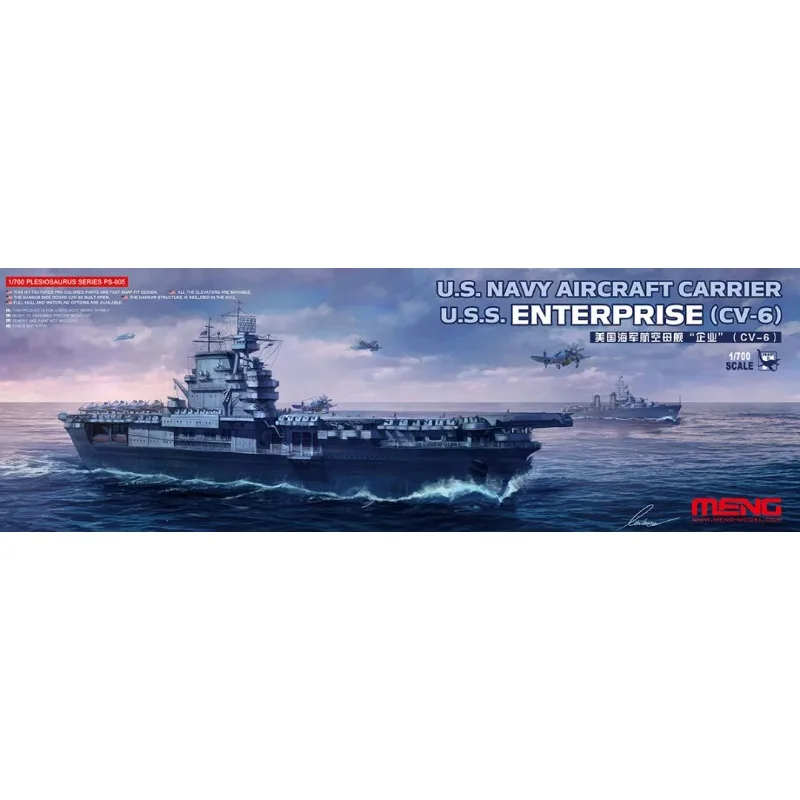MENG PS-005 1/700 U.S. Navy aircraft carrier Enterprise (CV-6) Military Assembled Scale Model Kit DIY Toy, Collection  Gift