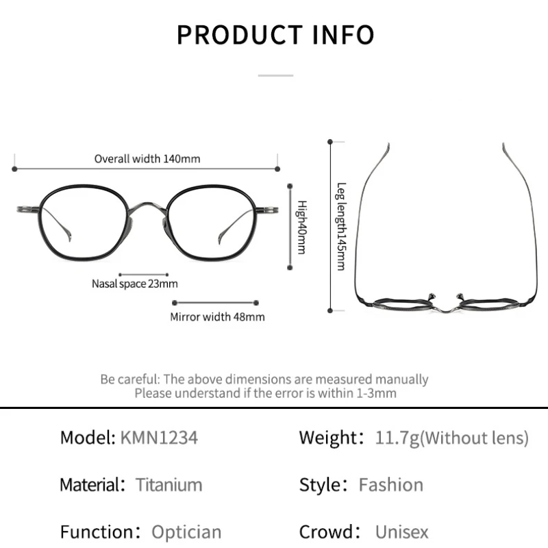 STYLENS Handmade Pure Titanium Prescription Eyewear Designer Designs Men Women Anti Blue Light Progressive Myopia EyewearKMN1234
