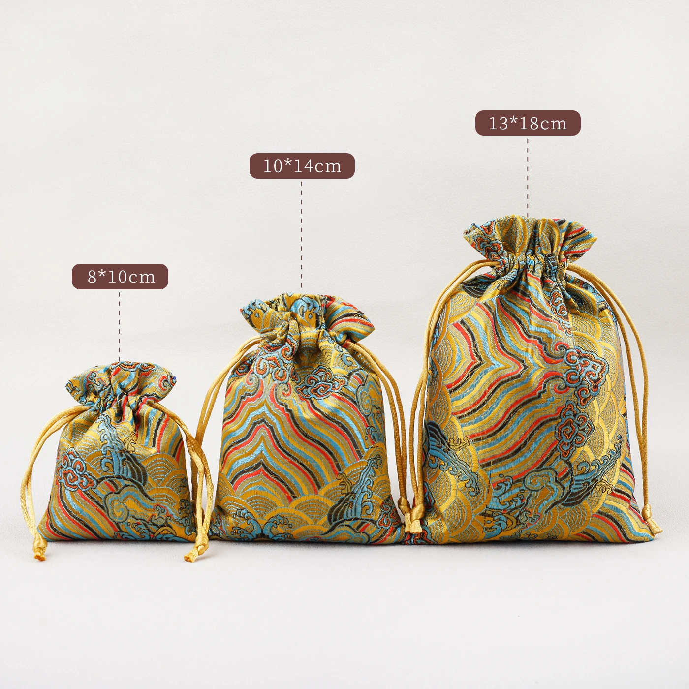 موجة نمط حزمة جيب الديباج الرباط حقيبة اليدوية الديباج حقيبة مجوهرات حقيبة للمجوهرات الفواكه المجففة أدوات مكتبية #2