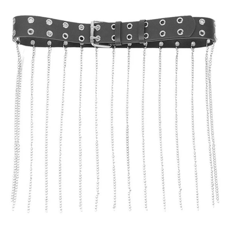

Women Sexy Fringed Body Chain PU Leather Waist Chain Belt Female Punk Long Tassels Belly Dance Chain Nightclub Waist Jewelry