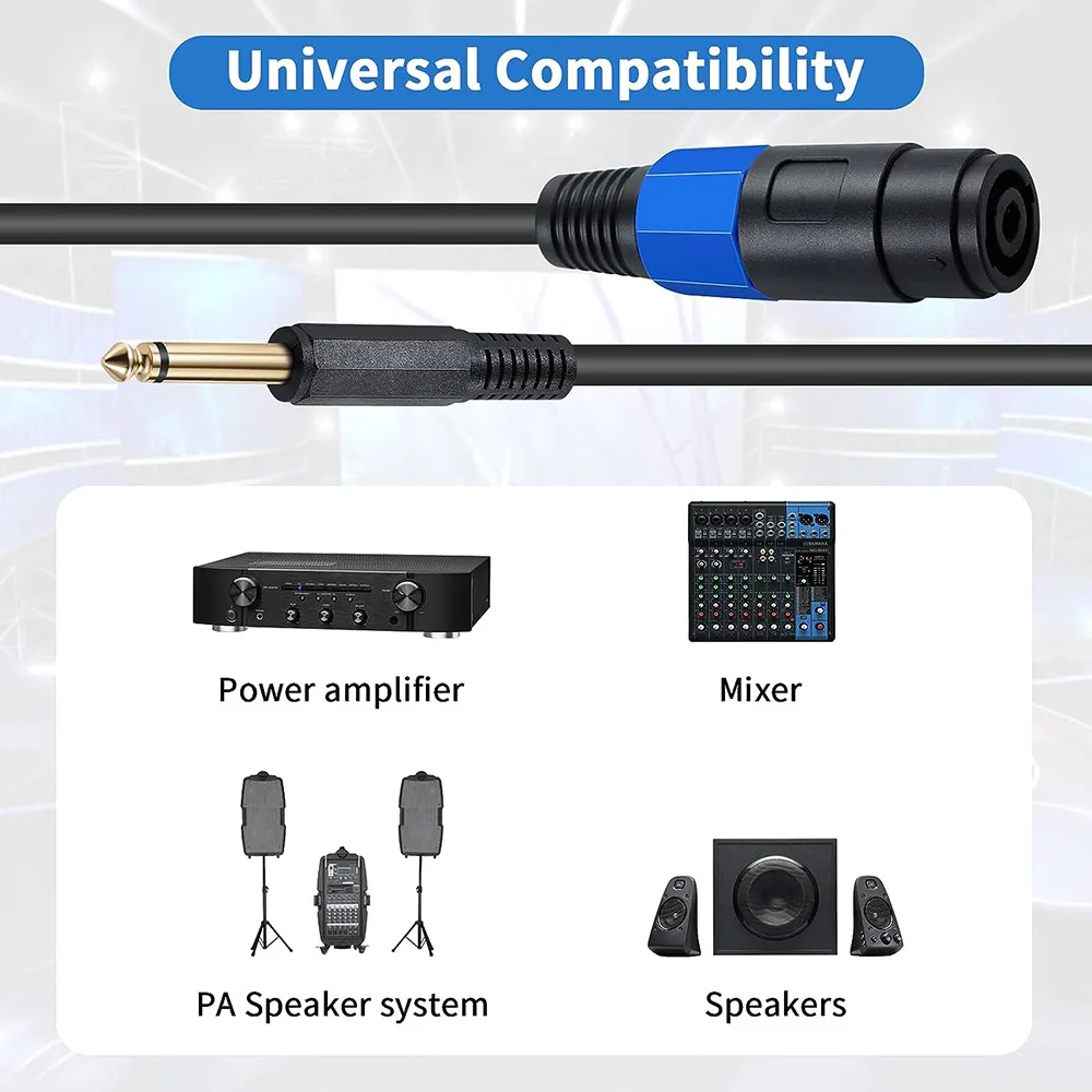 สายลำโพงขยายเสียงลำโพงสายเชื่อมต่อหญิงถึง6.35มม. 1/4 "ตัวผู้ TS บิดล็อคพูดใน22AWG หนัก