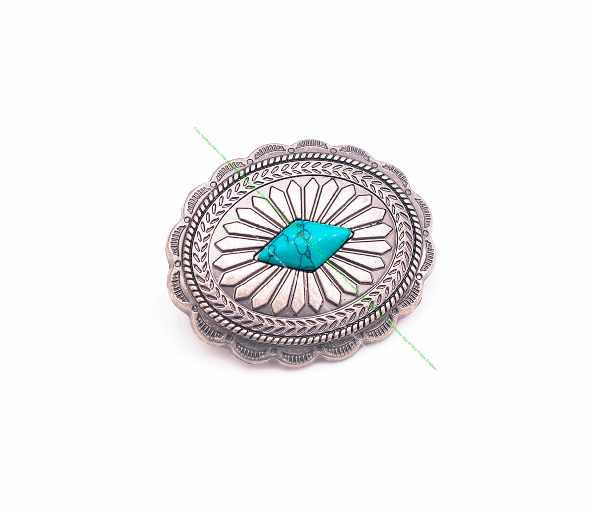 Dw2336 6pcs antikes Silber indische ethnische Sonnenblume Türkis Western Concho Gürtel Leder handwerk Handtasche oval Concho Knopf Dekor – Detail 3