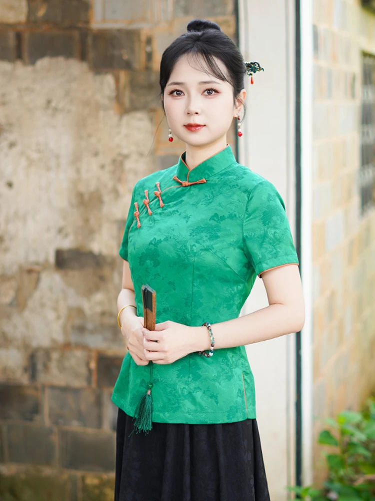 

Модный женский топ в китайском традиционном стиле Тан, летняя новинка