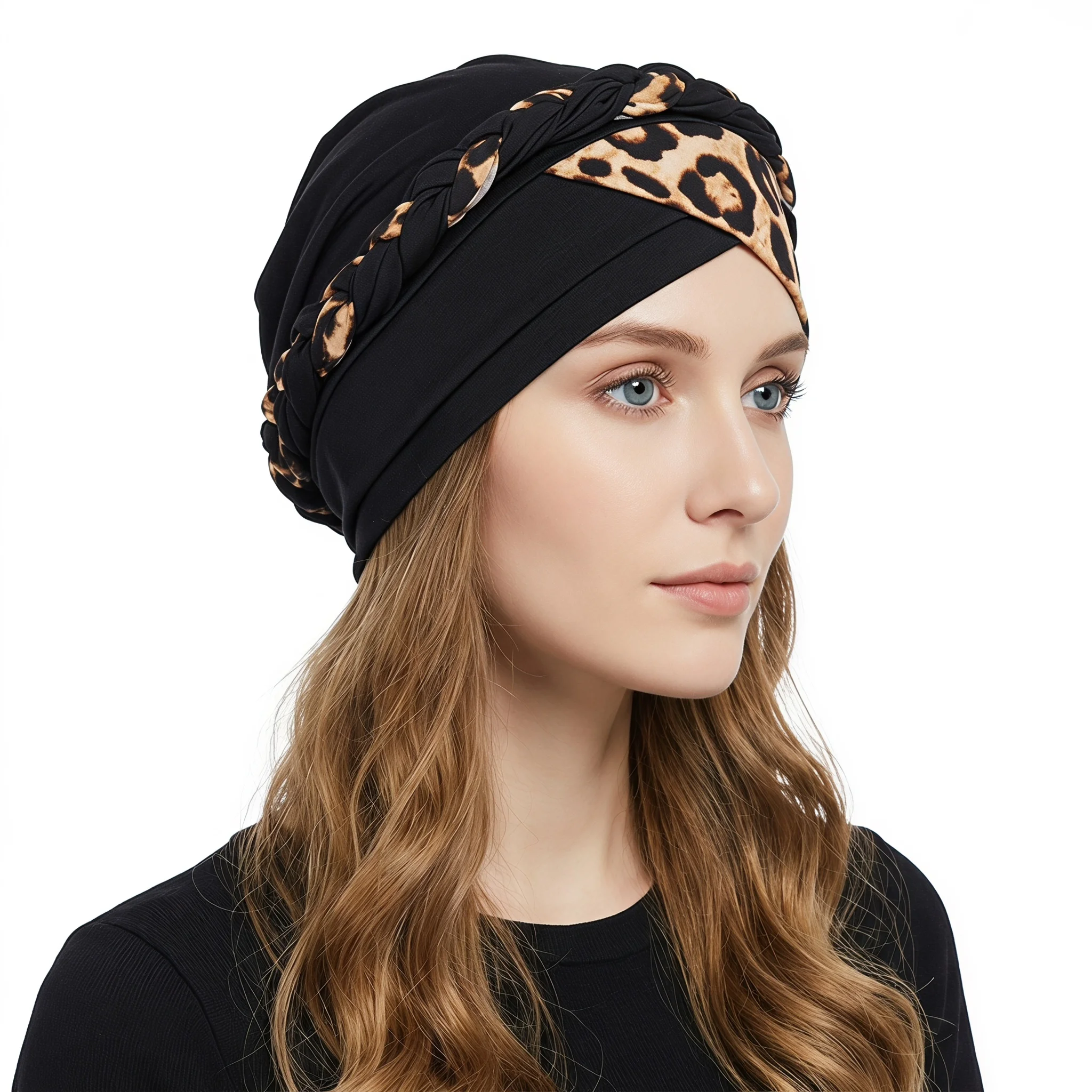 Trendy Print Muslim Turban Scarf for Women Islamic Inner Hijab Turban Cap Headwear Arab Wrap Head Scarf Hair Accessories Hat