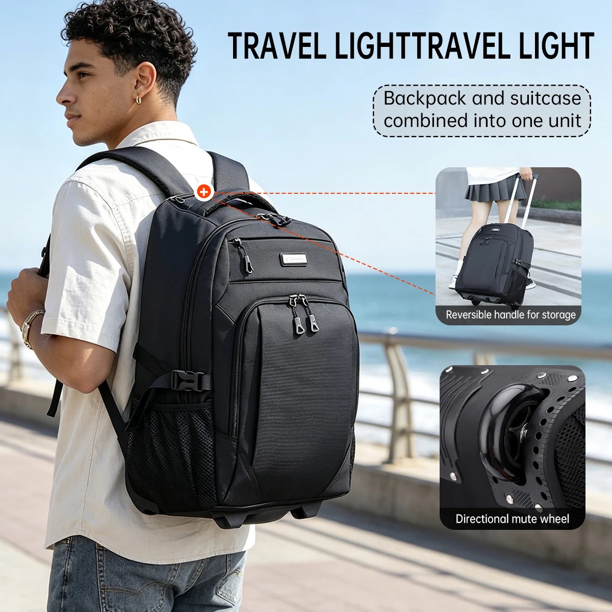 New Cross-Border Amazon Large-Capacity Backpack for Men, Travel Business Backpack, Computer Bag, Trolley Luggage Bag for Students