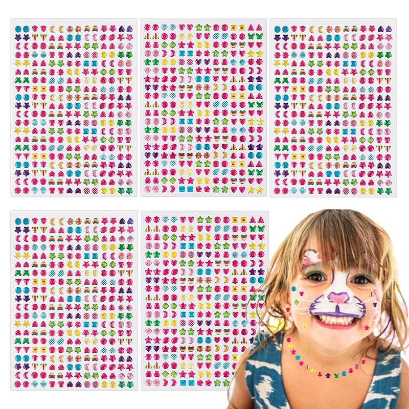 3D Gems Sticker Sticky Earring Make Up Toys for Kids DIY Nail Face Ear Decoration Glitter Crystal Craft Stickers Girls Gifts