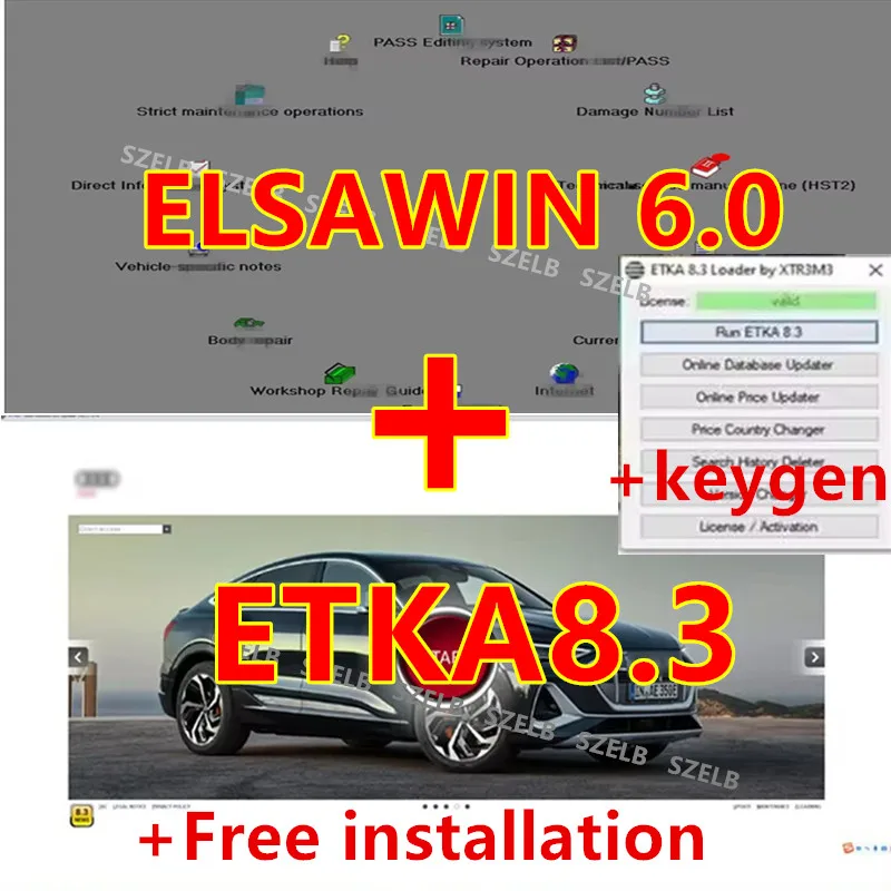 

ELSAWIN 6.0 with Etka 8.3 latest maintenance software group vehicle electronic parts catalog, suitable for V/W+AU/DI+SE/AT+SKO
